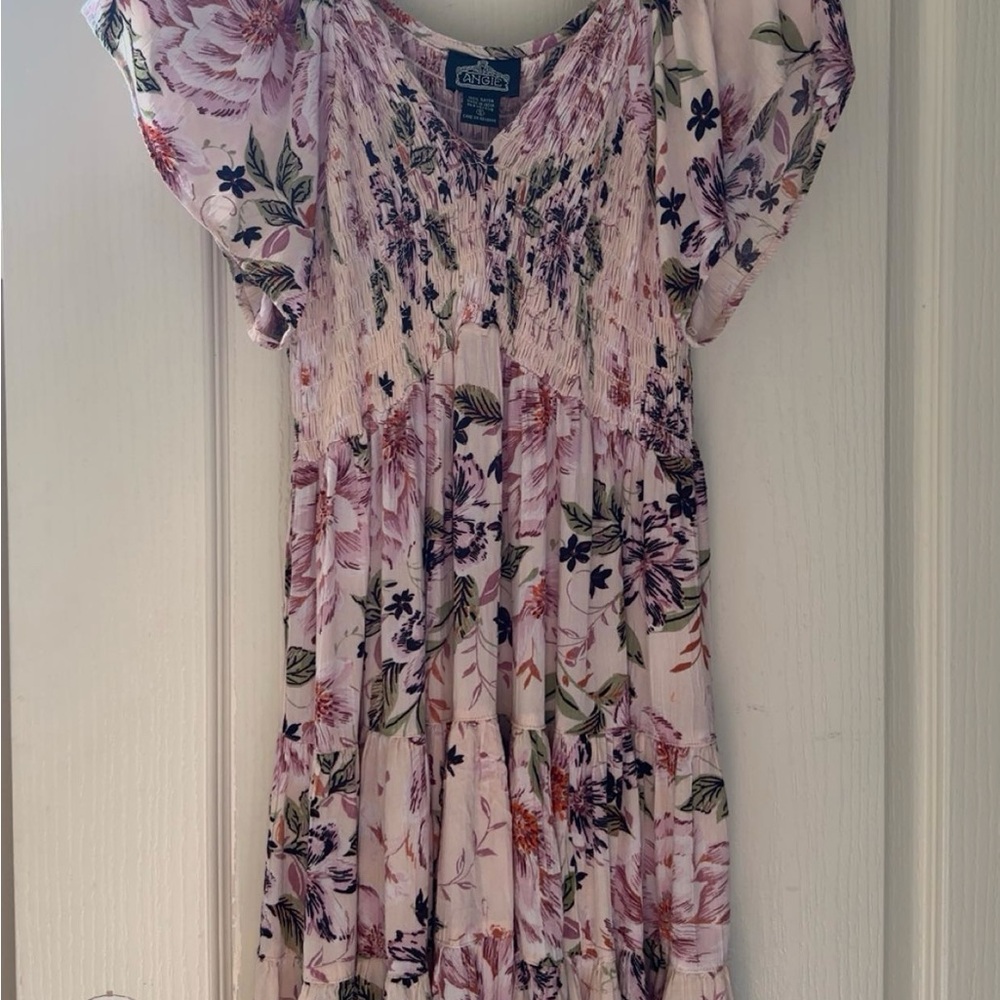 Angie Pink and Green Floral Dress